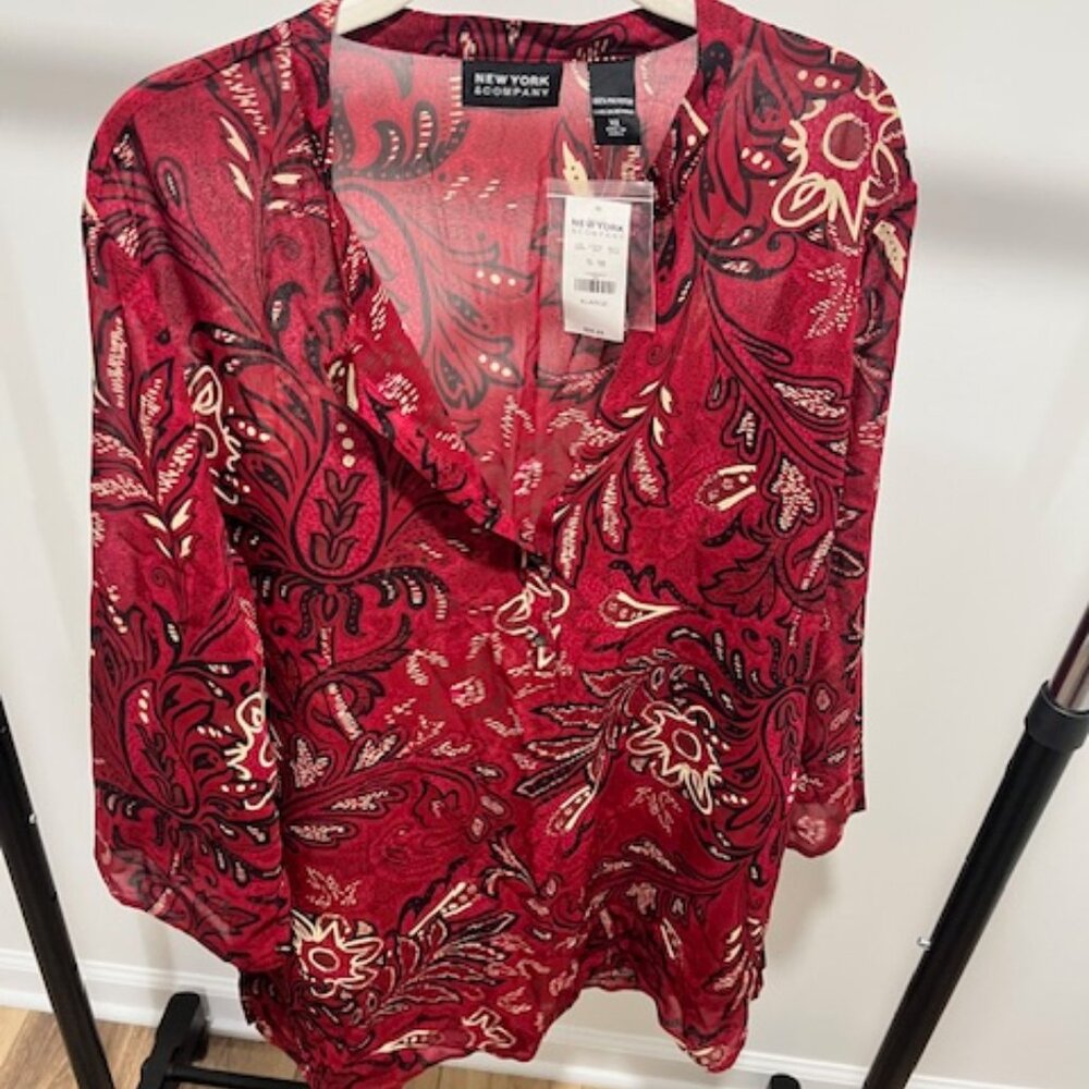 Crimson Breeze Patterned Top